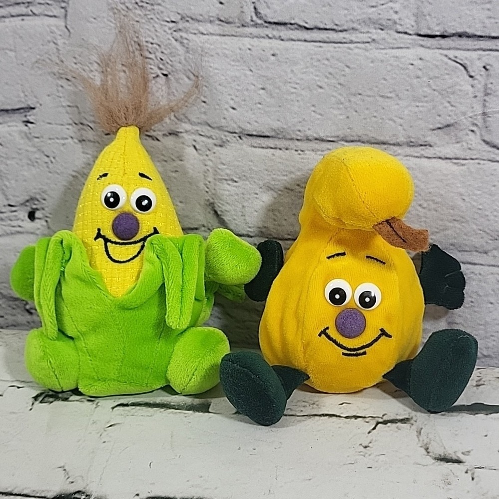 Vintage Vegetable Friends Plush Lot Of 2 Corny Corn On The Cob‎ Seedies Squash